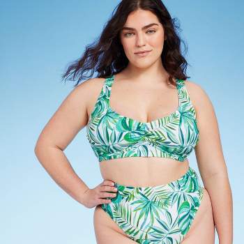 Women's Underwire Bralette Bikini Top - Shade & Shore™ Green Tropical Print
