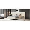 Okak Queen Size Velvet Platform Bed Frame Upholstered Modern Bed with Big Headboard & 2 shelves No Springs Required Easy to Assemble, Beige - 3 of 4