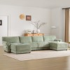 142" U Shaped Modular Sectional Sofa,6 Seat Chenille Sectional Sofa with Ottoman,Petal Arm Upholstered Sectional Sofa for Living Room-Coolbibila - 2 of 4