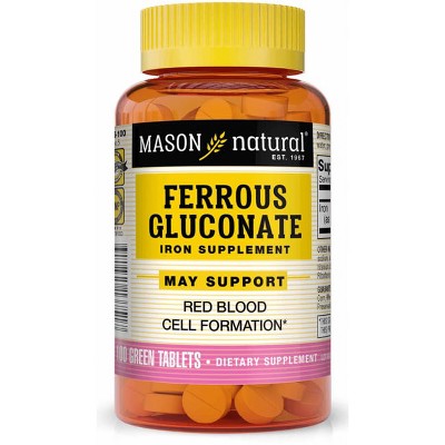Mason Natural Ferrous Gluconate 27 mg 100 Tablets.
