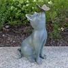 SPI Home Curiosity Garden Sculpture – 13" Cast Aluminum Cat and Butterfly Statue with Verdigris Finish for Whimsical Outdoor Decor - 2 of 4