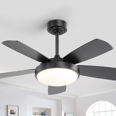 thumbnail image 2 of 42" Flush Mount LED Ceiling Fan With Light – Remote, 6 Speeds, 3CCT, Black 2 of 6