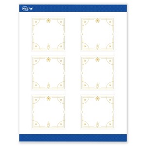 Avery Labels, 3" x 3", Gold-White Christmas Trees, Matte, 60ct - 1 of 4