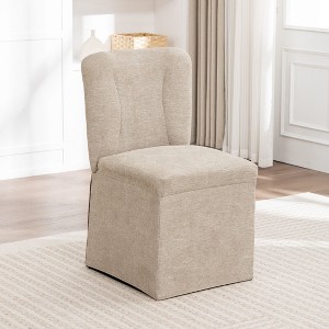 Kumasinova Modern Linen Dining Chairs Set of 2,Upholstered Armless Side Chairs with Padded Seat and Backrest,Chairs for Kitchen and Dining Room - 1 of 4