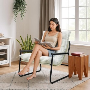 Hooseng Modern Accent Chair, Fluffy Living Room Chair with Removable Cushion, Armchair Chairs With Metal Frame for Bedroom Balcony Reading Room - 1 of 4