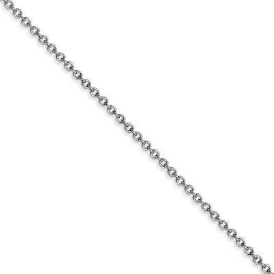 Black Bow Jewelry 1.4mm, 14k White Gold Solid Link Cable Chain Necklace