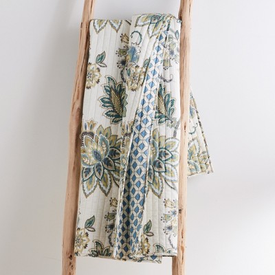 Palladium Grey Cotton Reversible Quilted Throw 50x60in