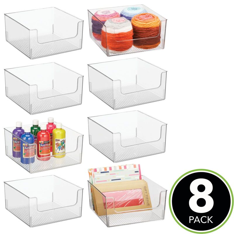 mDesign Plastic Open Front Craft and Sewing Organizer  - Clear, 2 of 7
