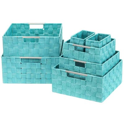 Sorbus Weave 7pc Basket Set Aqua
