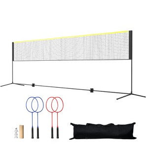 VEVOR Badminton Net, Height Adjustable Volleyball Net, 20ft Wide Foldable Pickleball Net, Portable Tennis Net Set with Poles, Stand, Bag, Rackets - 1 of 4