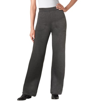 Woman Within Women's Plus Size Petite Wide-Leg Ponte Knit Pant