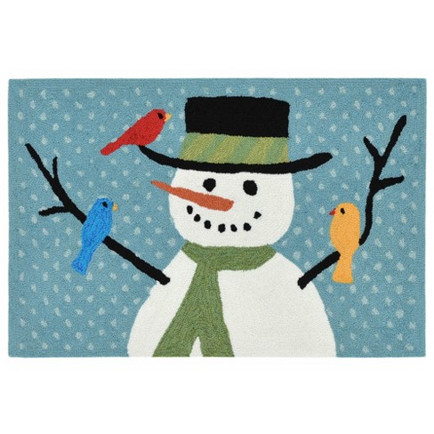 Cartoon Snowman Merry Christmas Round Area Rugs Indoor Circle