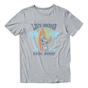 Disney Lilo & Stitch Mens Stitch Surfing Live Ohana Vintage T