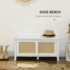 Resenkos Entryway Shoe Storage Bench - with 2 Rattan Sliding Doors, Pine Wood Legs, for Hallway, White - 4 of 4