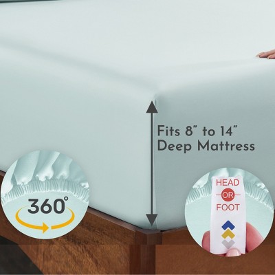 Seafoam Full Size Cotton Deep Pocket Fitted Sheet