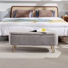 Modern Faux Fur Entryway Bench Upholstered Padded with Storage - 2 of 4