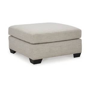 Signature Design by Ashley Contemporary Mahoney Oversized Accent Ottoman Chenille Pebble - 1 of 4