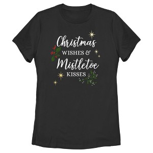 Women's Lost Gods Christmas Wishes and Mistletoe Kisses T-Shirt - 1 of 4