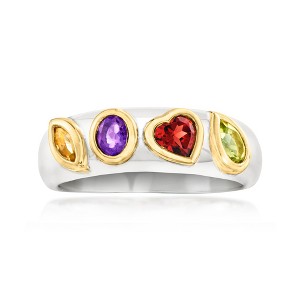 Ross-Simons 0.50 ct. t.w. Multi-Gemstone Ring in Sterling Silver and 18kt Gold Over Sterling - 1 of 4
