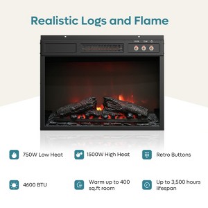 Bestier 61” Fireplace TV Stand for TVs up to 65”, LED Media TV Console Entertainment Center with 23" Fireplace Heater & Cabinet With Sliding Door - 1 of 1