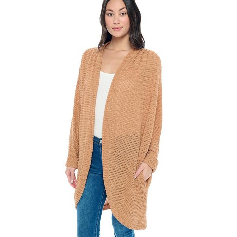 West K Women\'s Karla Long Oversized Waffle Knit Cardigan With Pockets -  Xlarge - Camel : Target | Cardigans