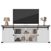 70" Farmhouse TV Stand for 75" TVs, Sliding Barn Door Entertainment Center with Cabinets & Open Storage - 3 of 4
