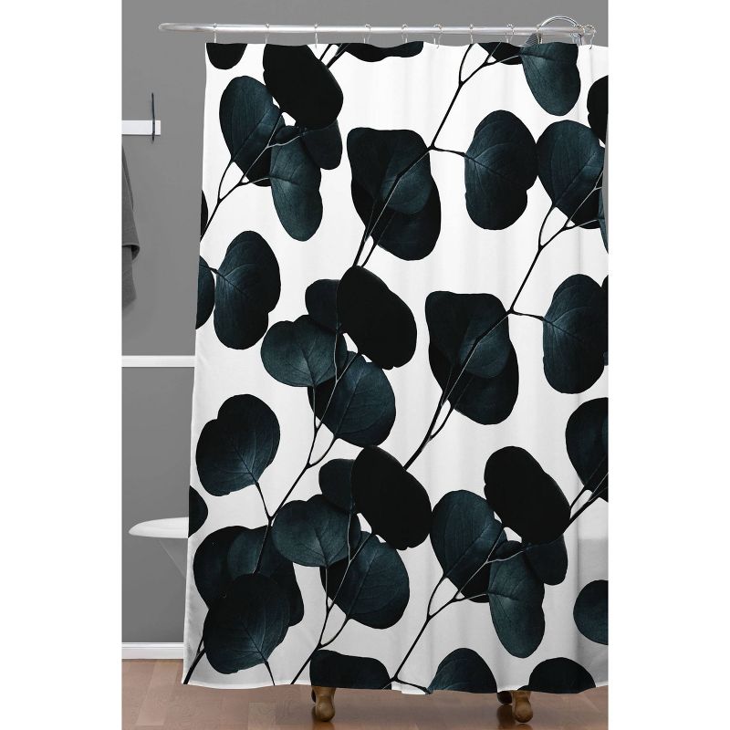 83 Oranges Dark Leaves Shower Curtain Black/White - Deny Designs, 3 of 9