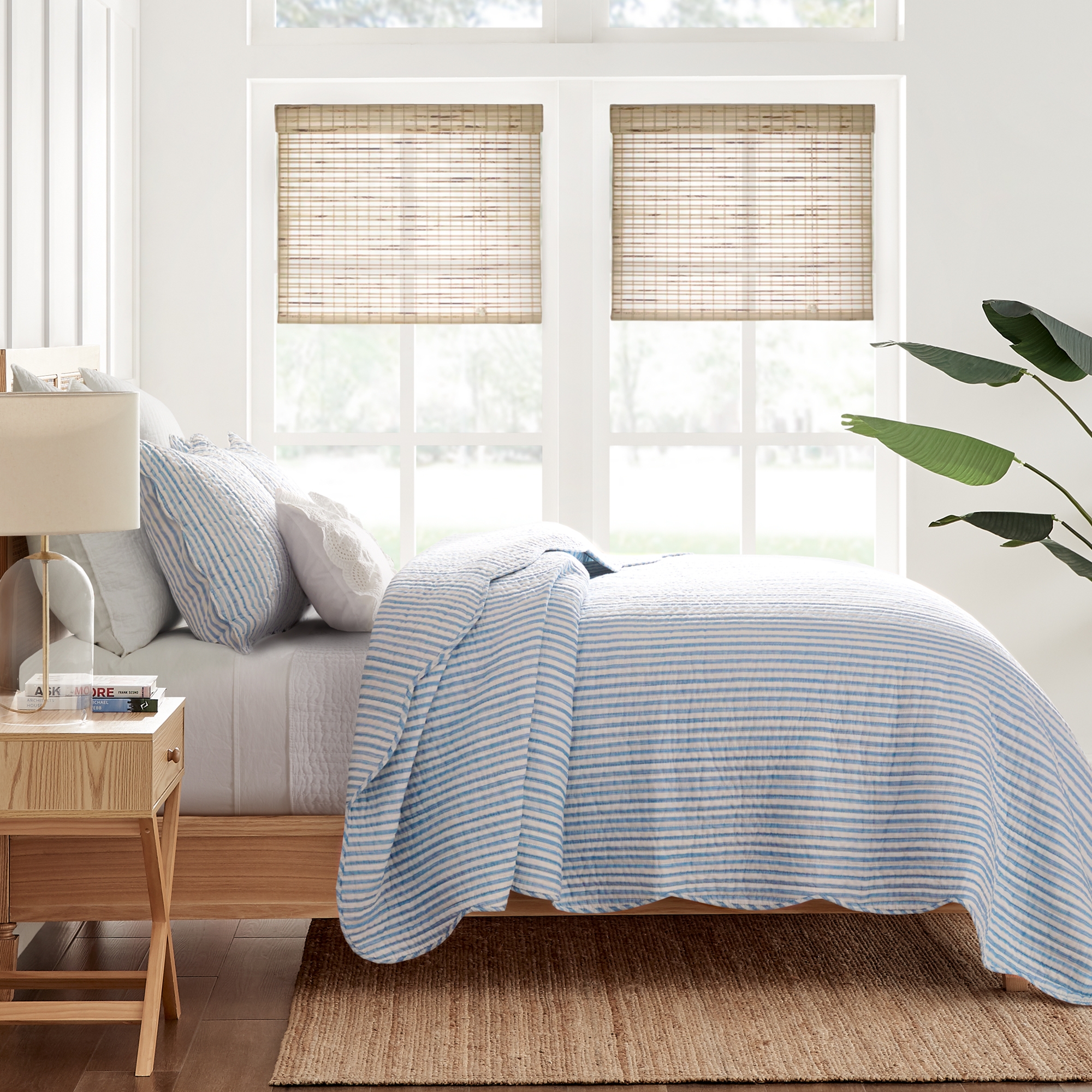 Martha Stripe Blue King/Cal King Quilt Set - Levtex Home