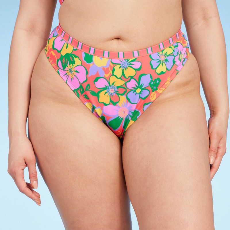 Women's Low-Rise High Leg Cheeky Bikini Bottom - Wild Fable™ Multi Floral Print, 1 of 5