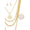 Slickblue Women's 3-Layer Necklace Set, Sun Pendant With Rhinestones & Ball Earrings, Boho Style, Gold, 16"+2" - 4 of 4