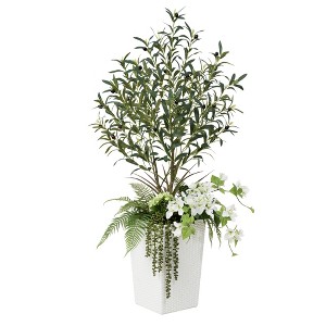 Dr.Planzen 4ft Multi-Plant Artificial Olive Tree Fake Plants with Realistic Black Olives & Mixed Foliage Indoor/Outdoor Floor Plant by DR.Planzen - 1 of 4