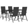 vidaXL Garden Dining Set Black Powder-coated steel, glass, PE Rattan - 63" table length 4 - 3 of 4