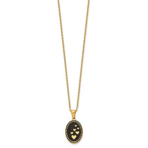 Chisel Stainless Steel Yellow IP-plated Enameled Hearts Pendant on a 15" Cable Chain Necklace with a 2.5" Ext. - 1 of 2