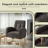 Modern Beige Accent Rocking Chair With Wood Legs,Upholstered Nursery Rocking Chair With Side Pocket & Leg Rest Rocker Recliners On Sale-Cuddlewood - 2 of 4