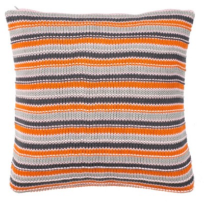 Candy Stripe Knit Pillow - Light Grey/Dark Grey/Orange/Pink - 20" X 20"  - Safavieh