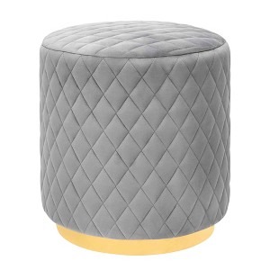 TOV Furniture Abir Velvet Round Ottoman in Gray - 1 of 4