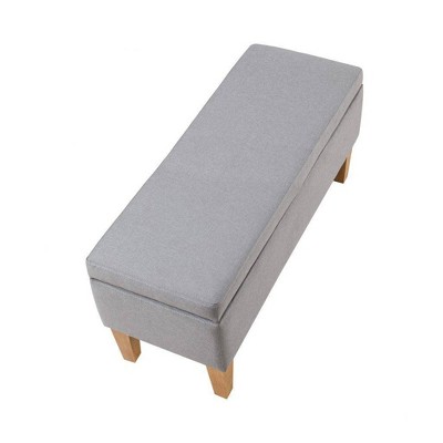Mico 45" Gray Fabric Upholstered Storage Ottoman Bench