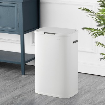 Tammi 14.5-Gallon Cotton White Metal Push Button Trash Can