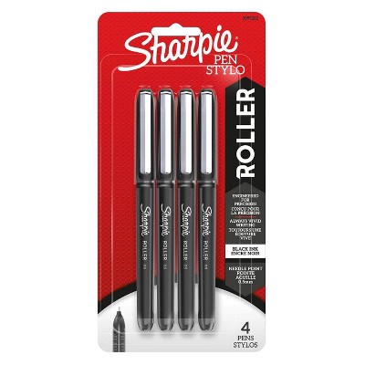 Sharpie Roller 4pk Rollerball Gel Pens 0.5mm Needle Tip Black