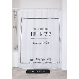 Evideco French Home Goods Polyester Shower Curtain - 79x71 inches - Writing Design - 1 of 4
