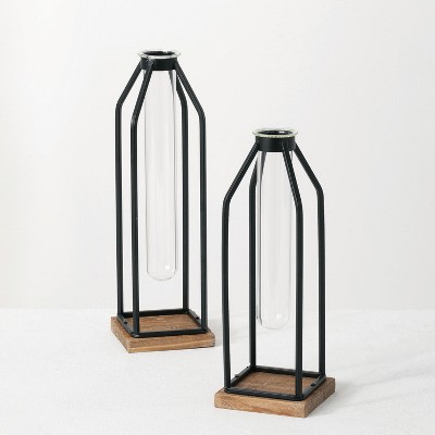 Sullivans Tube Vase Container Set of 2, 12.5"H & 11"H Multicolored