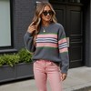 Anna-Kaci Women's Long Sleeve Striped Knit Sweater with Crew Neck and Relaxed Fit - 4 of 4