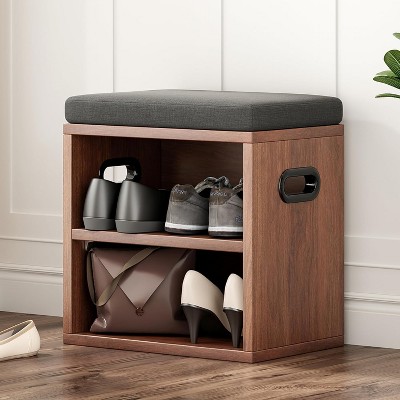 AZL1 Life Concept Shoe Bench Entrywaywith Cushion Shoe Benches Storage Seating Seat Entryway Shoe Rack Entryway Show Racks, Beige, 15.35"*11.4"*16"