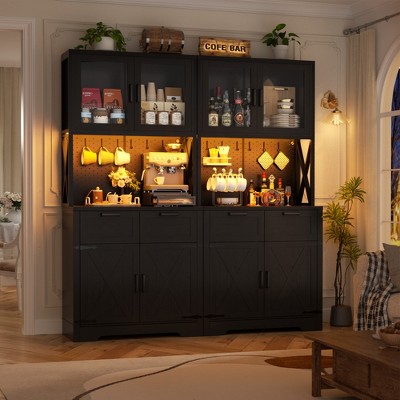 Aheaplus 71" Farmhouse Kitchen Storage shelf with Hutch, Pantry Cabinet with Drawers and Adjustable Shelves