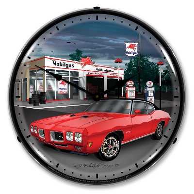 Collectable Sign & Clock | 1970 GTO Mobilgas LED Wall Clock Retro/Vintage, Lighted