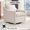 PAGED Boucle Fabric Swivel Accent Chair Living Room Chairs with Soild Wood Round Brown Base Leg for Living Room - 4 of 4