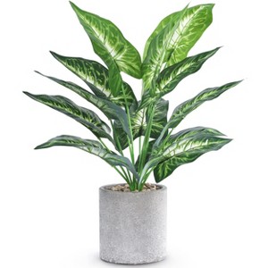 Aoibox Small Fake Plants Artificial Tropical Faux Plants Indoor Desk Plant for Home Office Kitchen Shelf Sage Green Decor - 1 of 4
