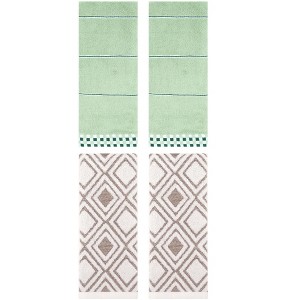 REGALWOVEN 4 Pcs Geometric Absorbent Soft Decorative Bathroom Hand Towels - 1 of 4