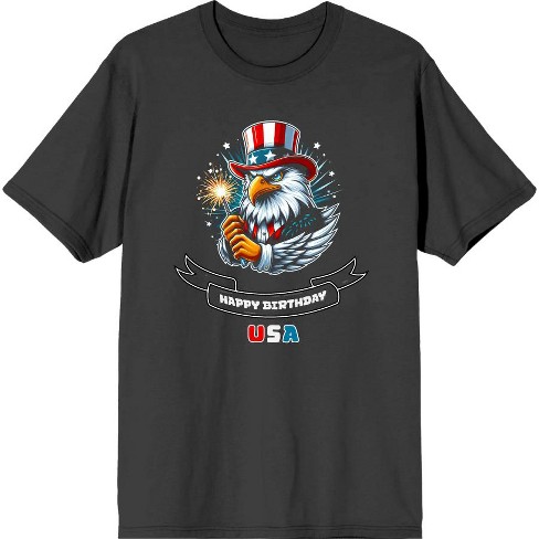 Americana Happy Birthday Usa Charcoal Men's Crew Neck Short Sleeve Tee ...