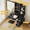 Vanity Desk Set, Dresser with Cushioned Stool, Makeup Vanity Set with 3 Lighting Colors, 4 Drawers and 5 Storage Shelves for Bedroom - 3 of 4